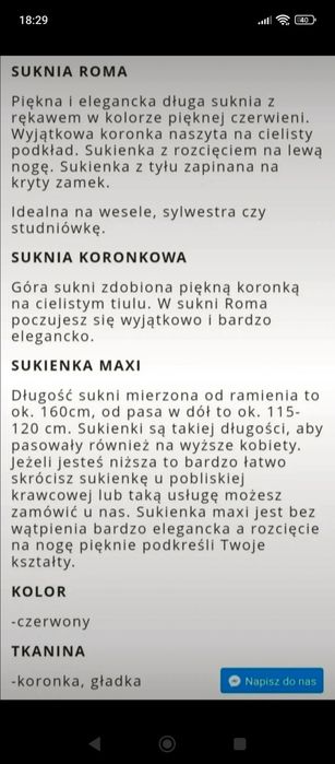 Czerwona suknia Lavika Roma M