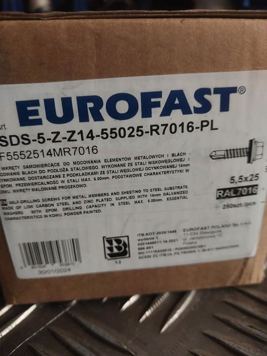 Nowe wkręty do stali Eurofast 5,5×25  250 sztuk