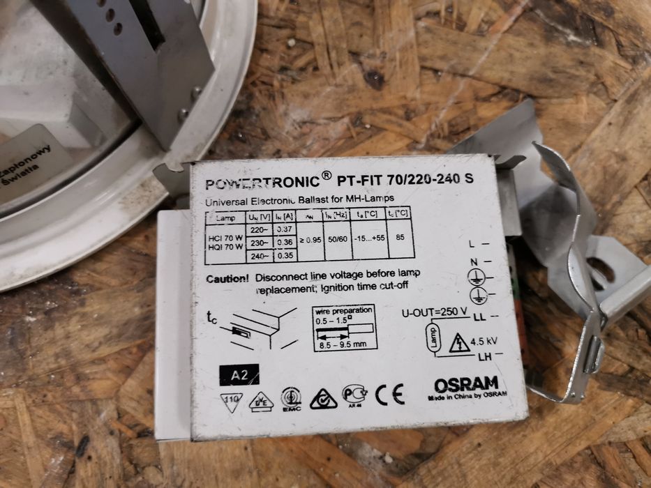Lampa Sufitowa 70w metalohalogen 200mm statecznik