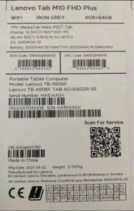 Tablet Lenovo c/ 2 anos garantia