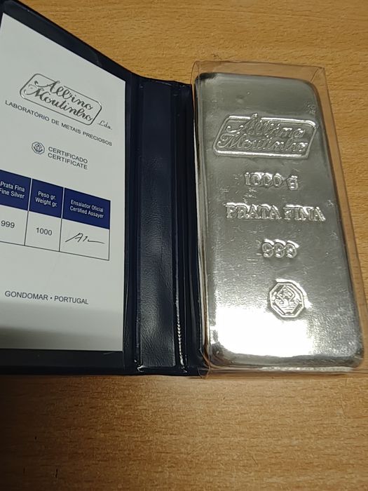 Barra de 1000g kilo em prata pura (999), Albino Moutinho Metais Preciosos