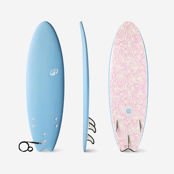 Prancha de Surf em espuma 6'' swallow tail 49L - azul claro
