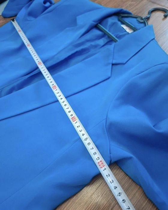 Garnitur damski marynarka żakiet spodnie elegancki Adika 52 niebieski