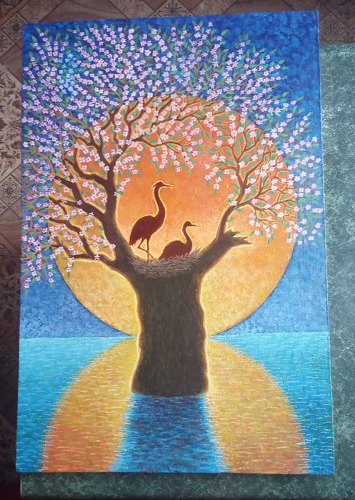 картина маслом ДВП розмір 58*38 * Весняне пробудження*