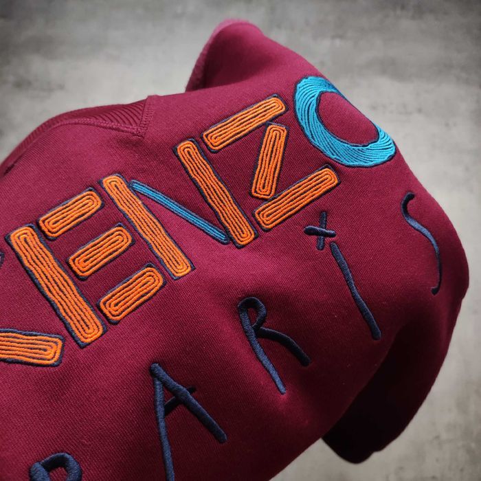 MĘSKA Bluza PREMIUM Luxury Kenzo Paris Bordowa Duże Logo Crewneck