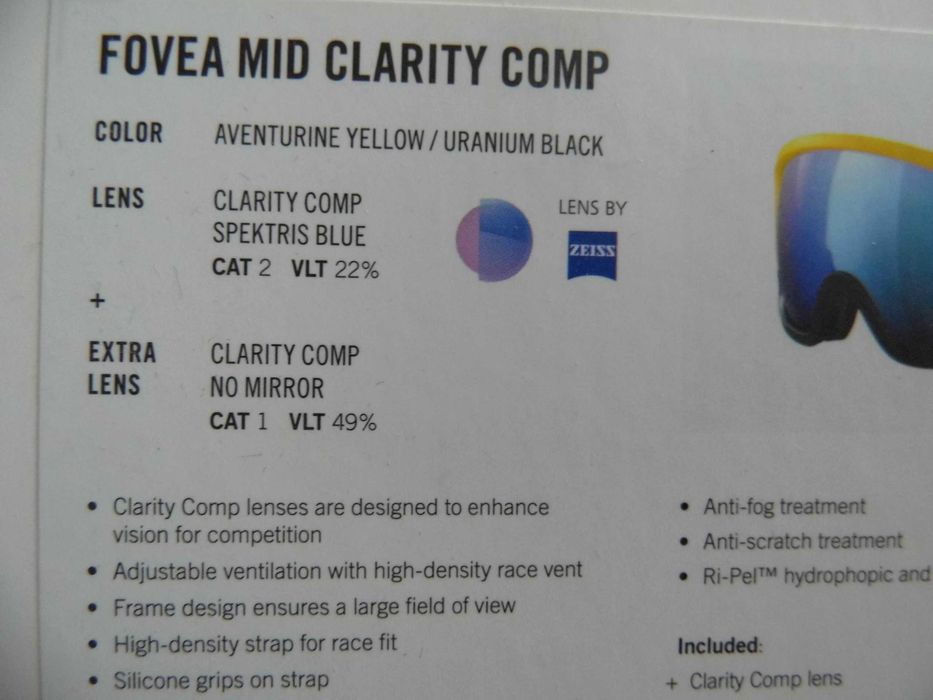Gogle narciarskie narty POC Fovea Mid Clarity Comp soczewka S2 + S1