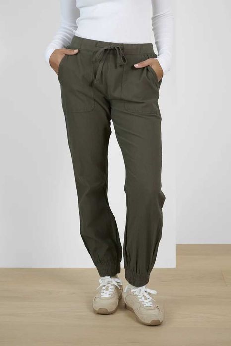 Kaffe oliwkowe spodnie  joggery wysoki stan 36 s m