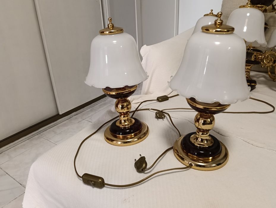 Conjunto Candeeiro tecto e 2 candeeiros de cabeceira Vintage