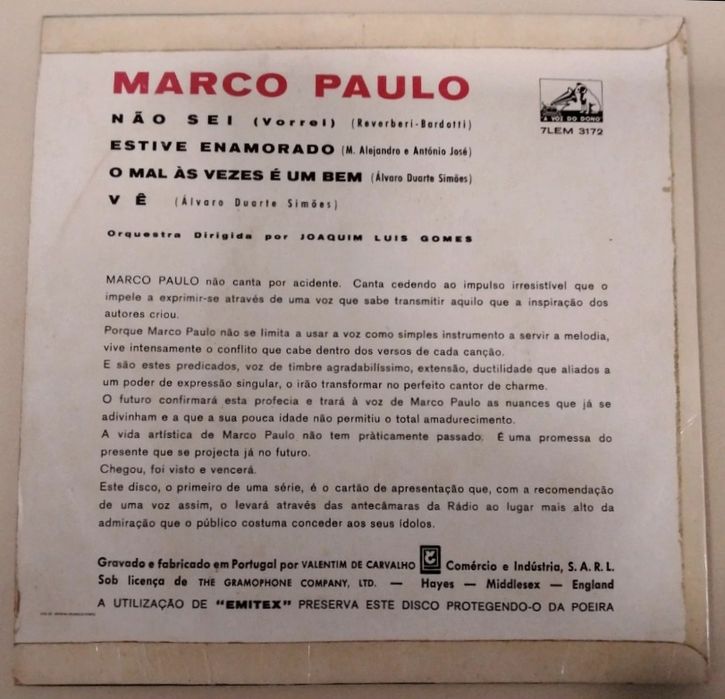 2 Discos vinil singles Marco Paulo RARO