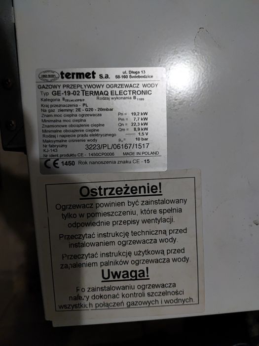 Sprzedam piec gazowy do wody
