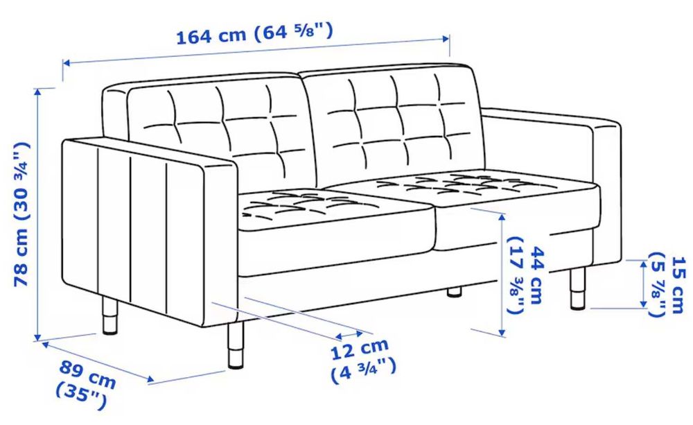 LANDSKRONA
Sofá 2 lugares, Grann/Bomstad preto/madeira (IKEA)