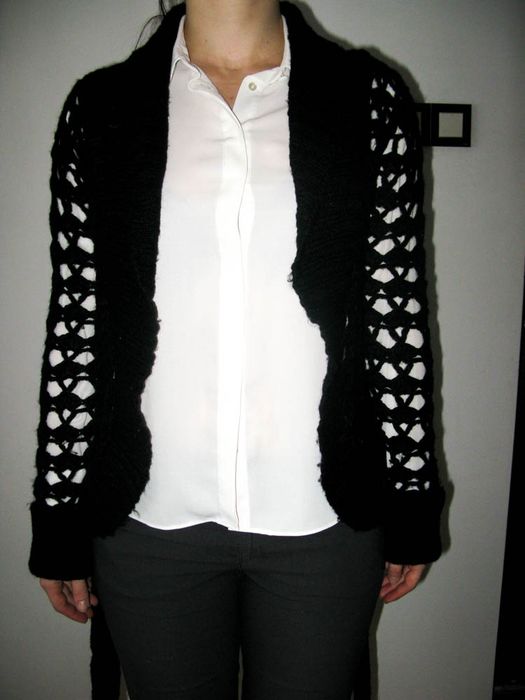 Sweter ażurowy ciepły czarny 40 L dorothy perkins 12 damski duzy