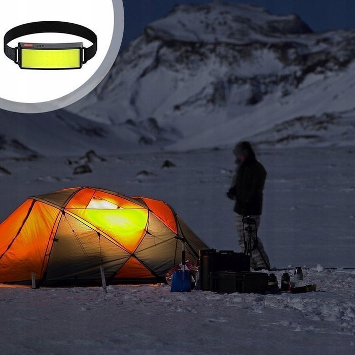 Czołówka LED COB 500Lm 10W akumulator 1000mAh lampka czołowa USB IPX4