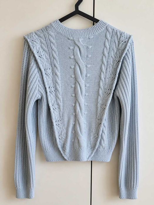 Camisola de Malha Azul Bebé com Entrançados e Folhos - ZARA