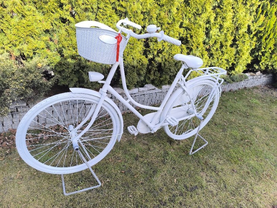 kwietnik rower  biały ozdoba