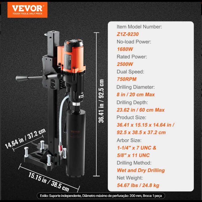 D12- Máquina de perfuração de mármore  255mm 2500w COM BROCA