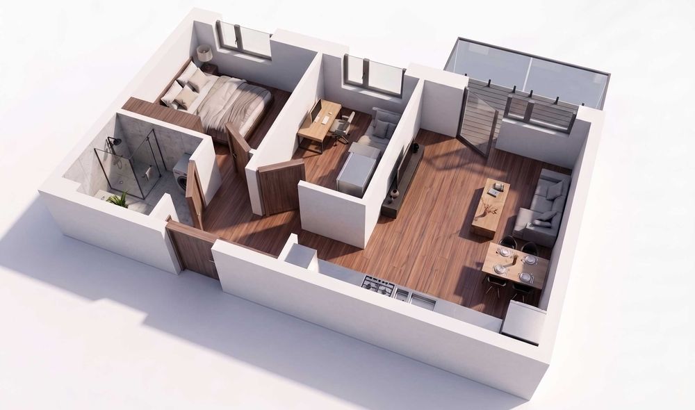 Nowe 3 pokojowe mieszkanie - 47,96 m²