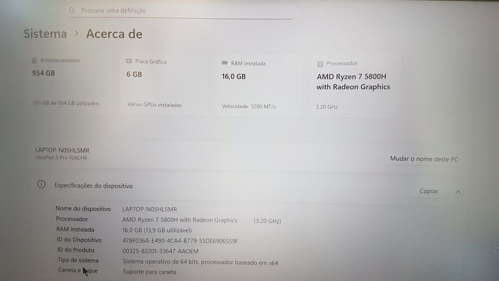 Portátil Lenovo ideapad 5 Pro 16"