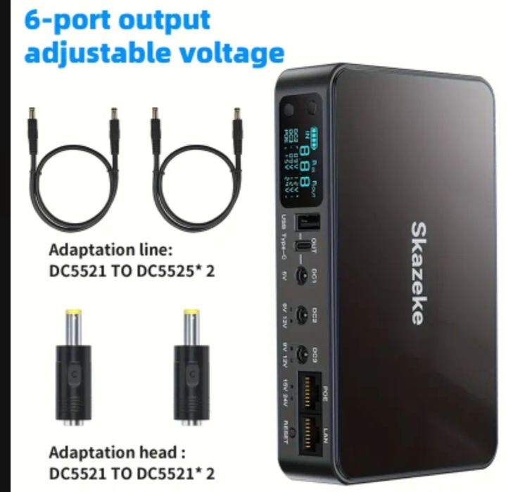 Mini ups, ДБЖ  SKAZEKE 10400mAh, для роутера, міні-ПК, IP-камер, LCD