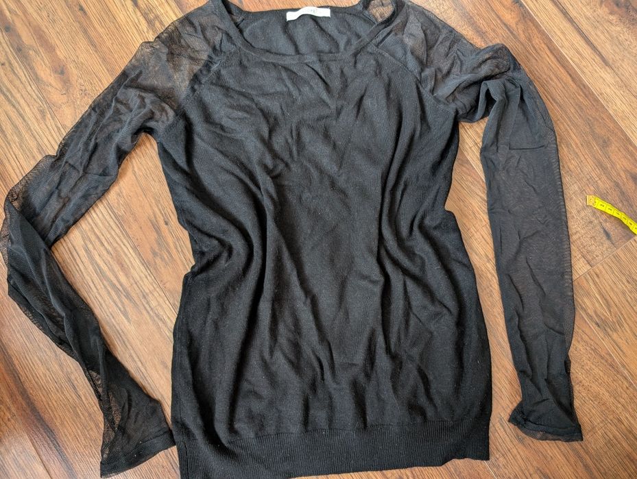 Sweter damski z siatką na rękawach. Rozm s