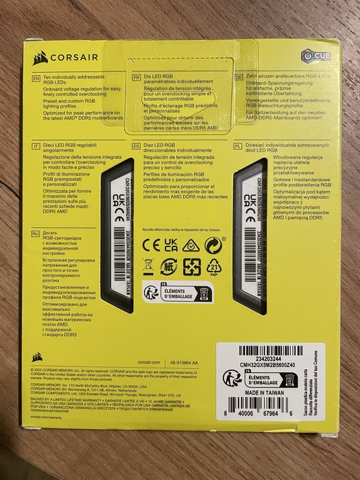 Pamięci RAM Corsair Vengeance RGB DDR5 32 GB 5600MHz CL40
