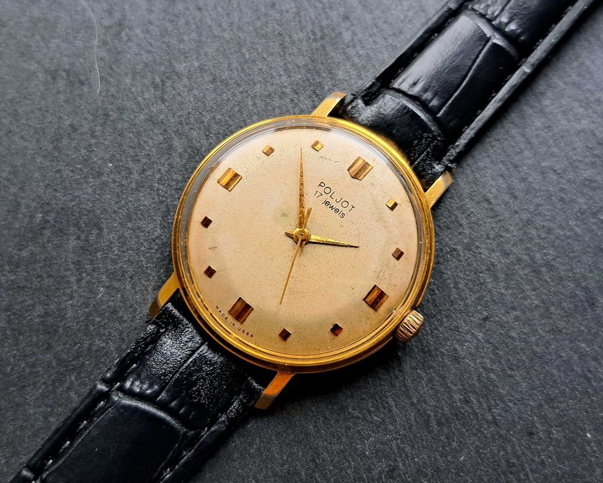 Poljot radziecki zegarek vintage powłoka złoto Au20