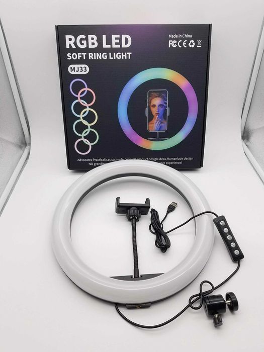 MJ33 RGB LED Ring Light (33 cm) + 2-Meter Tripod with 36 Colors – NEW!64550224329601121