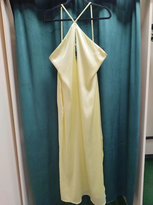 Satynowa cytrynowa suknia NOWA