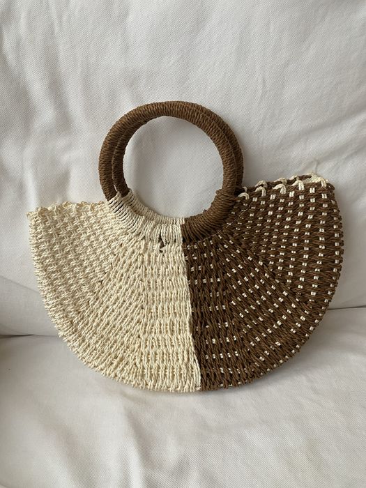 Bolsa mala de corda com fecho forrada e com bolso Nova