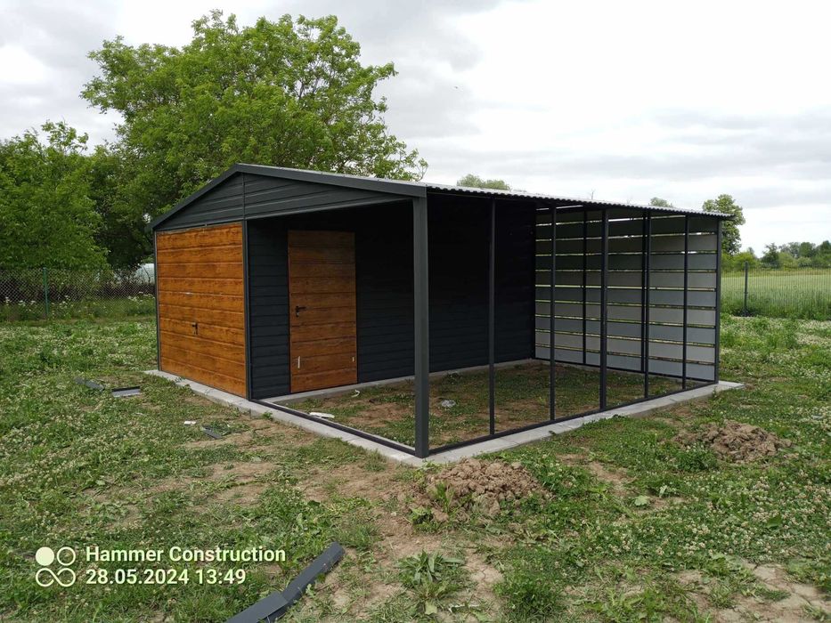 Garaż blaszany, wiata. WZMOCNIONY PROFILAMI. Producent. Cała POLSKA