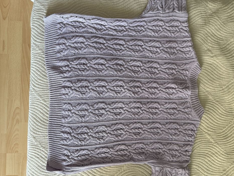Sweter z 3/4 rękawem liliowy fioletowy XL H&M