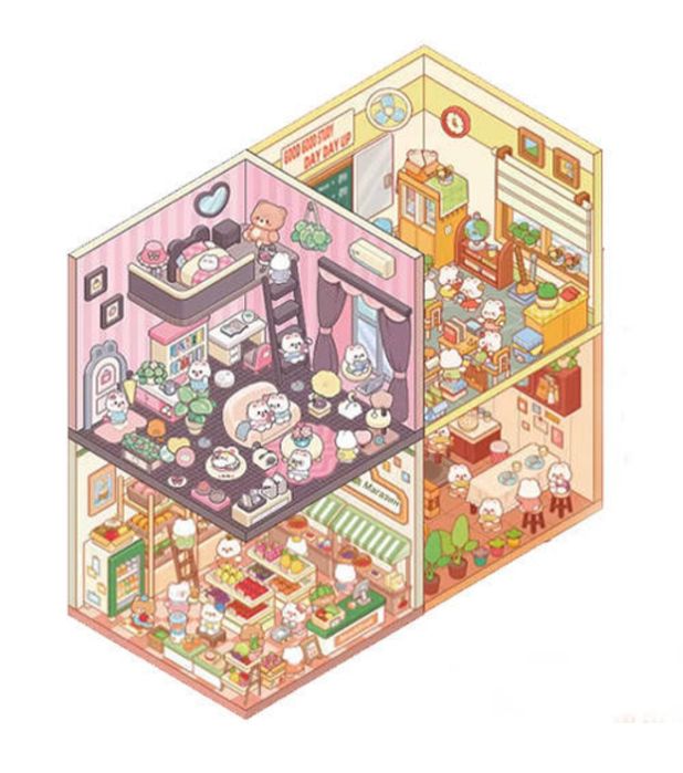 Блокнот багаторазових наклейок румбокс Telado Блокнот 3D міні-кімнати