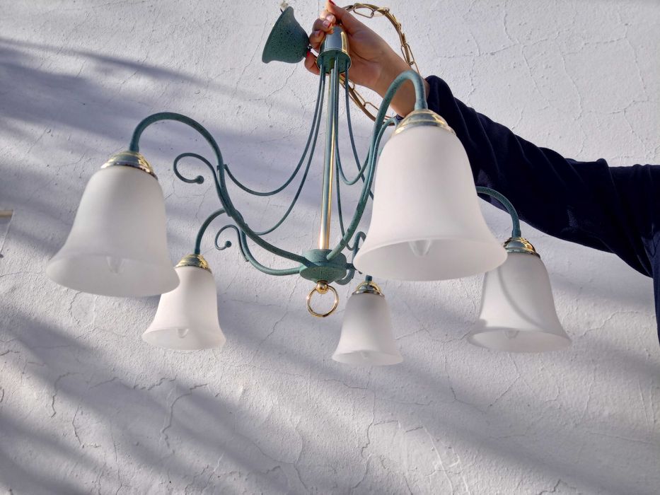 Candeeiro de Teto em Ferro forjado de fabrico artesanal | Peça única