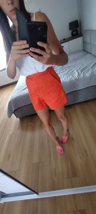 Pomarańczowe szorty z wysokim stanem River island r xs/xxs