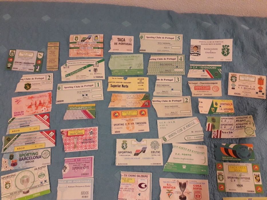 Coleção de bilhetes de jogos do Sporting anos 80/90