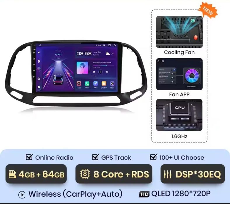Rádio Android Fiat Doblo 2010 a 2019 Carplay GPS wifi Bluetooth NOVO