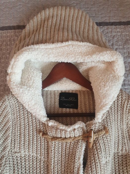 Długi sweter Zara Knit beżowy bodrysówka