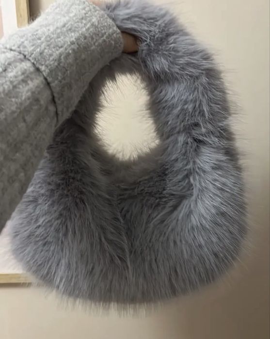 Нова Сумка мехова сіра