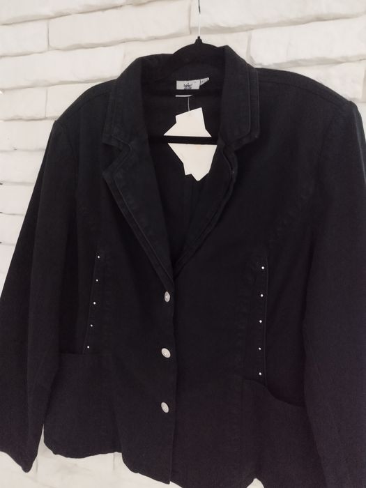 Lafei nier Elastyczny jeansowy żakiet cyrkonie plus size 6XL 48 50