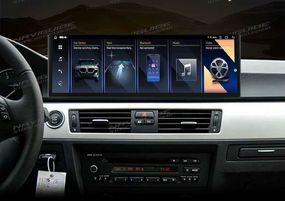 CarPlay Android Auto Radio GPS Nawigacja DAB+ Opcja WiFi 4G USB MP3 YouTube Bluetooth BMW 3 Series E92 E93 System CCC 14,9 cala