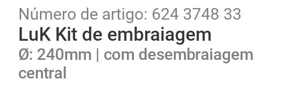 Embraiagem luk nova na caixa ref: