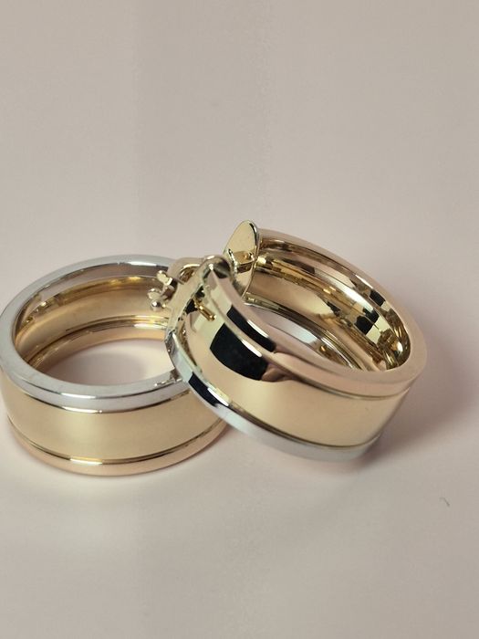 Złote kolczyki masywne szerokie koła białe żółte różowe złoto p. 585