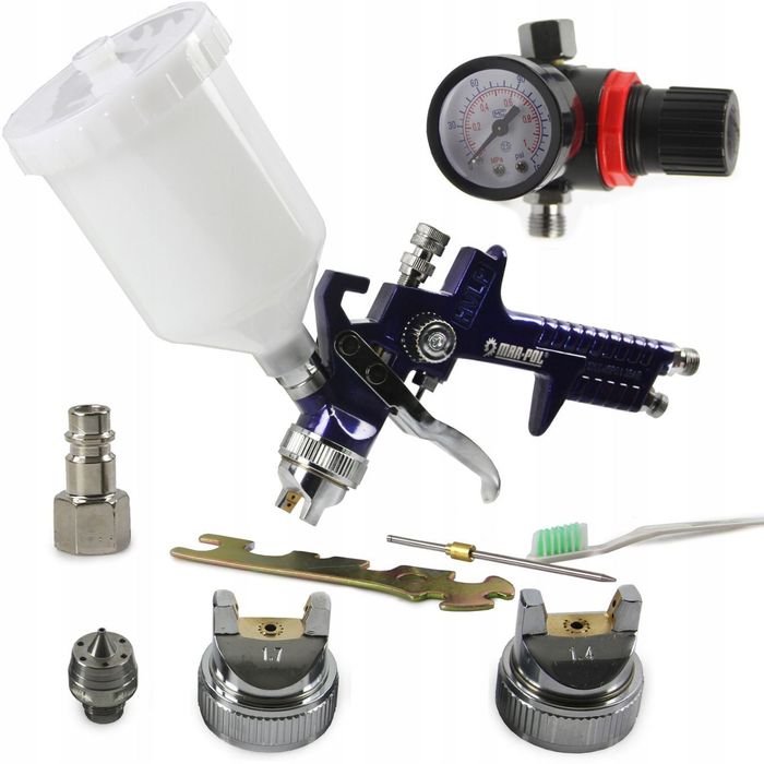 PISTOLET LAKIERNICZY DO MALOWANIA /ZESTAW BLISTER/dysze 1.4/1.7mm MANOMETR