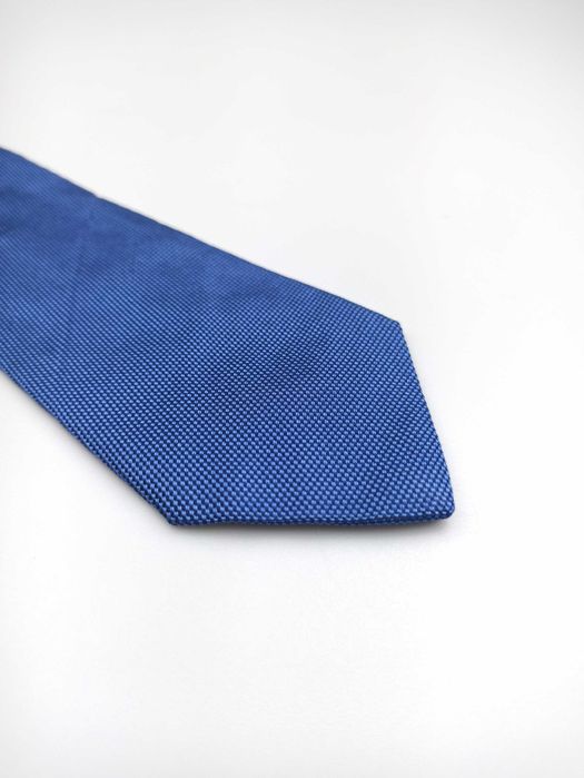 Massimo Dutti niebieski granatowy jedwabny krawat wąski mpi155