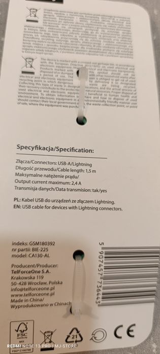 Kabel USB -A Lightning