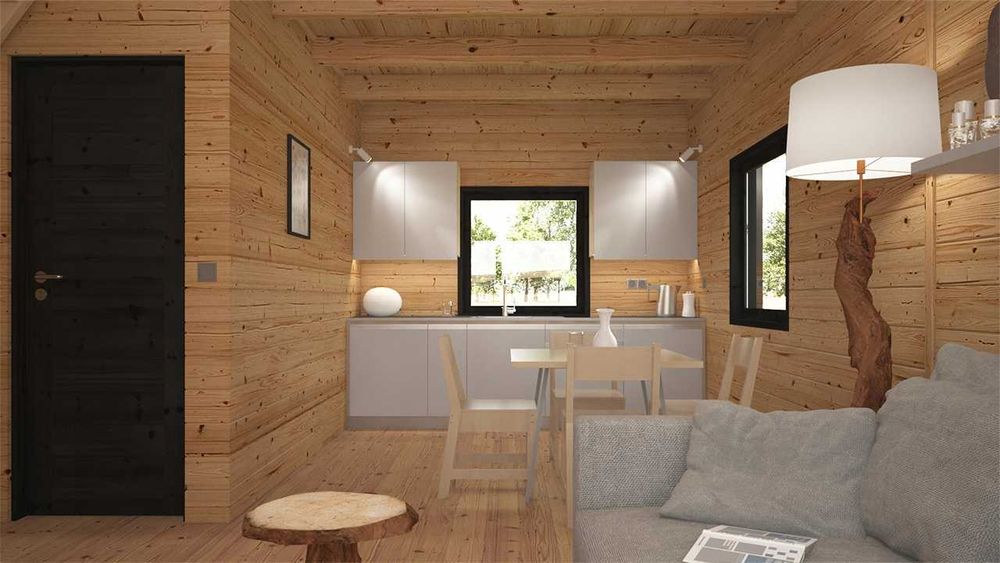 Drewniany domek całoroczny letniskowy 5m/8m 28mm-15mm