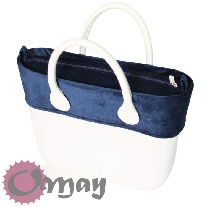 Granatowy Welur organizer do OBAG MINI +OPASKA 2 kieszenie wkład OMAY