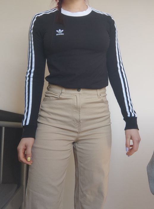 Bluzka czarna long sleeve długi rękaw adidas XS 32