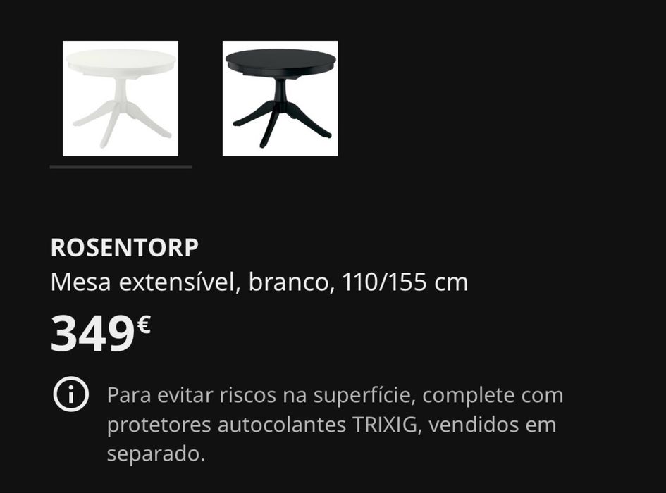 Mesa IKEA ROSENTORP extensível – excelente estado