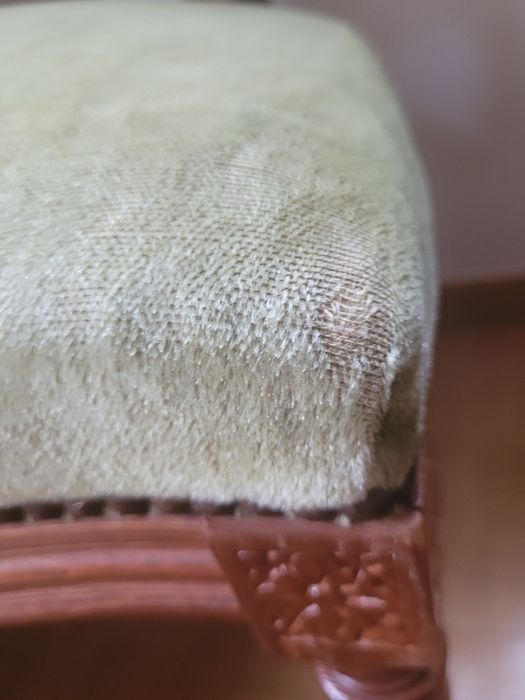 Komplet krzeseł medalion zielony welur, dąb